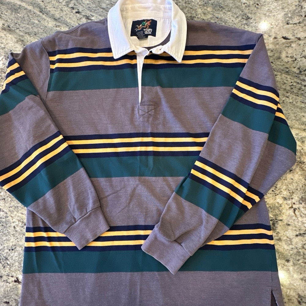 Men's Vintage Lands End Striped Rugby